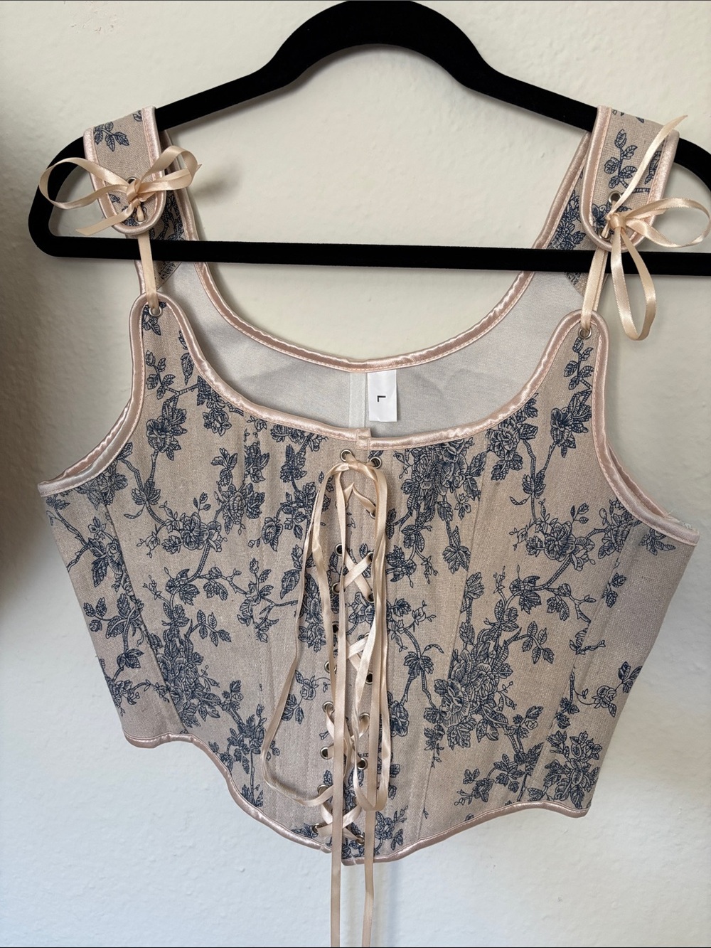 Lace-Up Floral Top